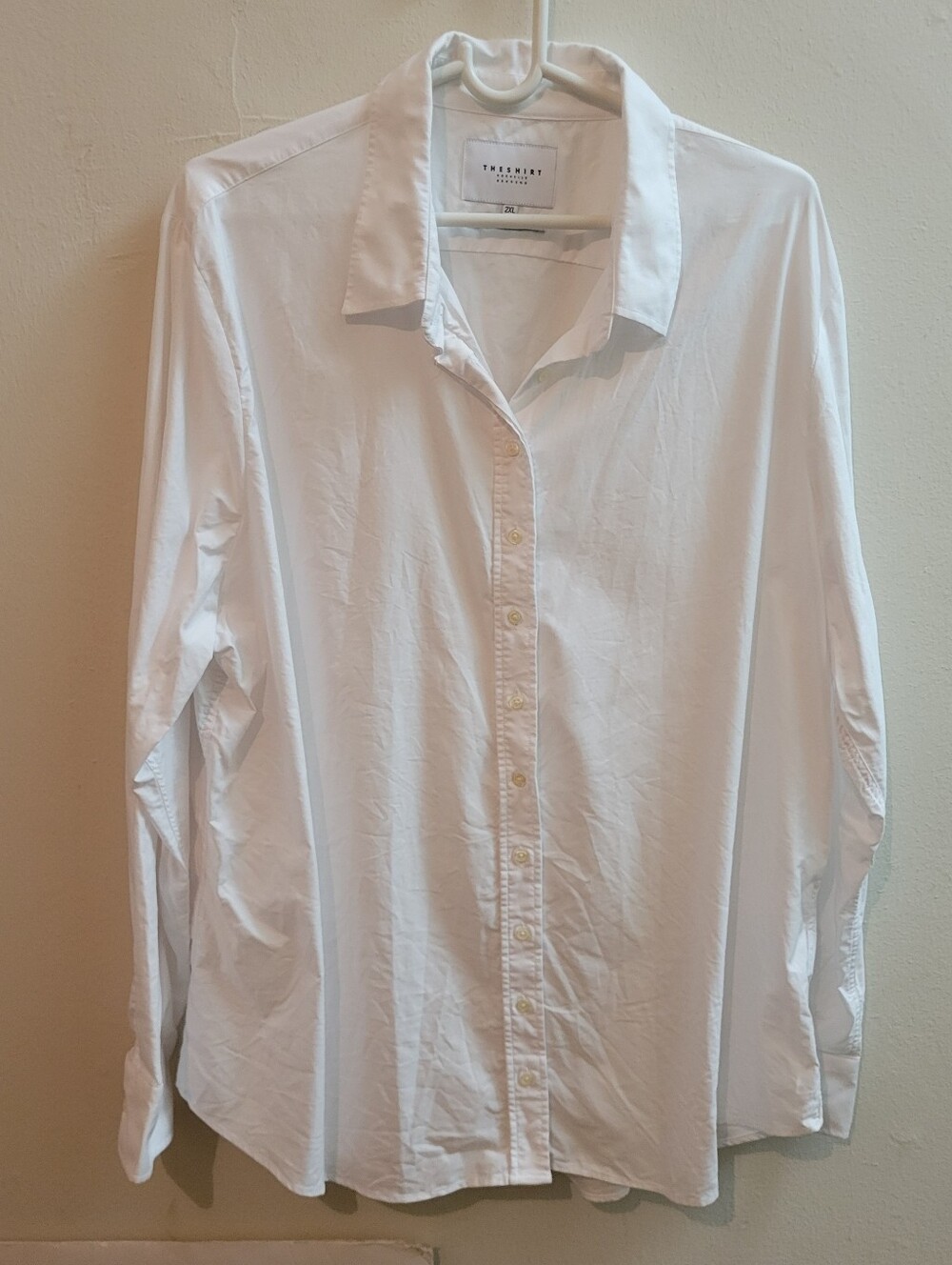 The Shirt by Rochelle Behrens‎ White Boyfriend Shirt No Gape Cotton 2XL Preppy